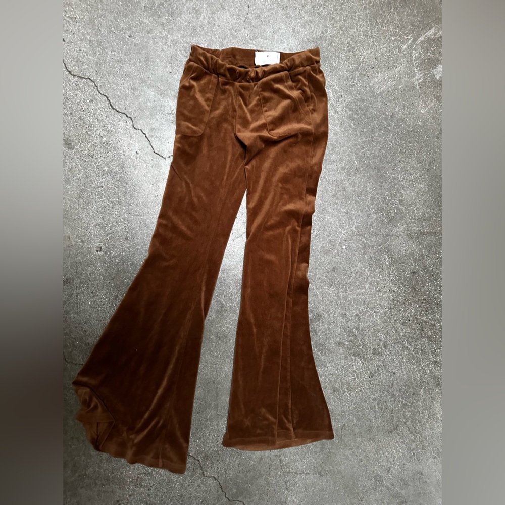 flared brown velvet low waisted pants